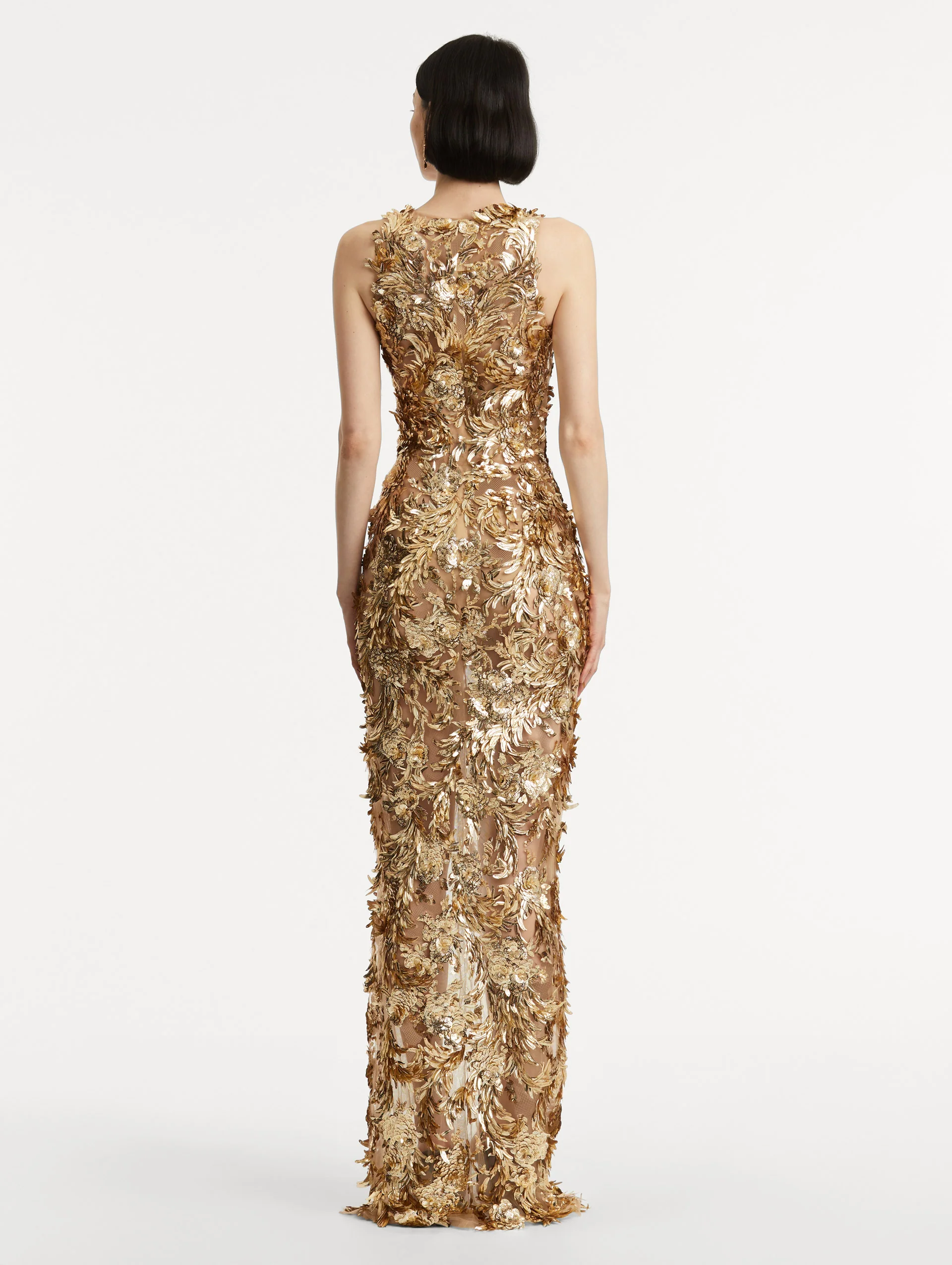 Baroque Sequin Leaves Embroidered Gown - Image 3