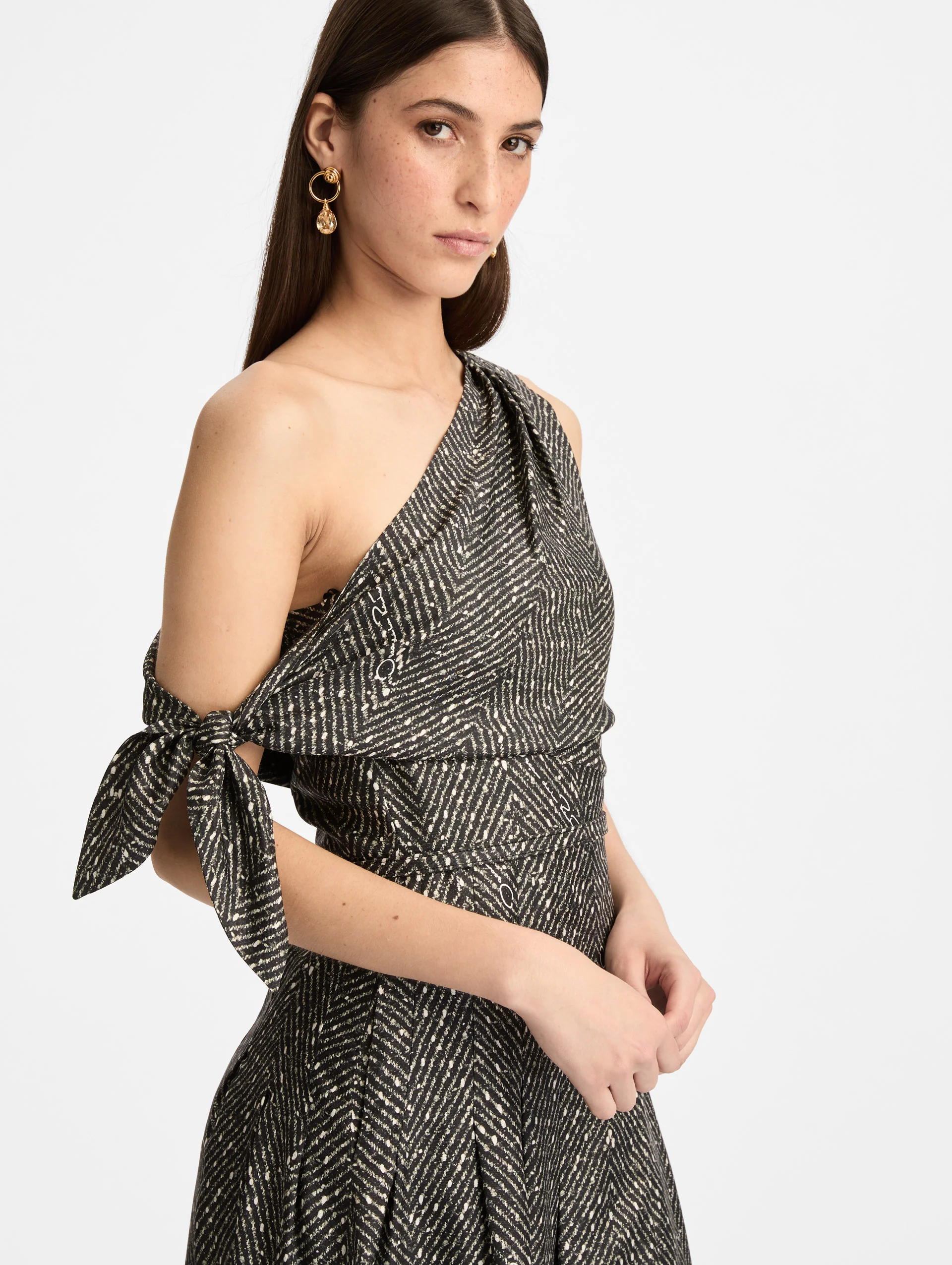 Chevron Silk Twill Dress - Image 5