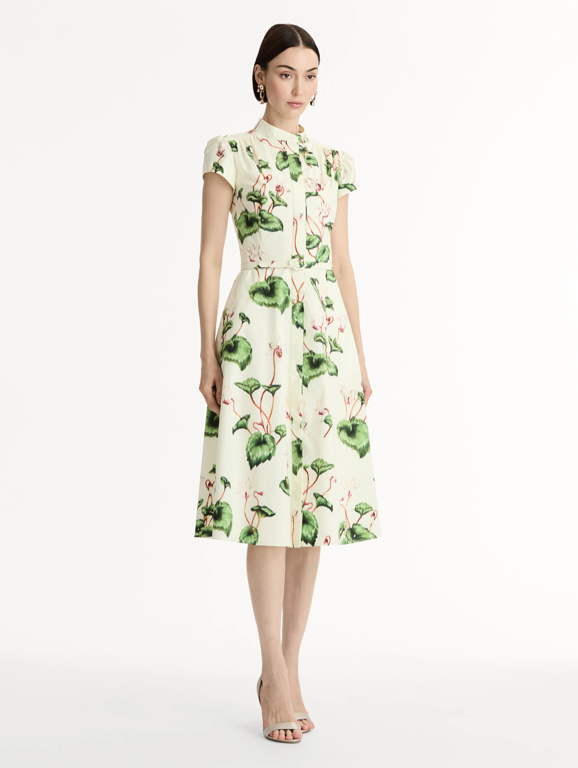 Chiné Cyclamen Cotton Poplin Cap Sleeve Dress - Image 4