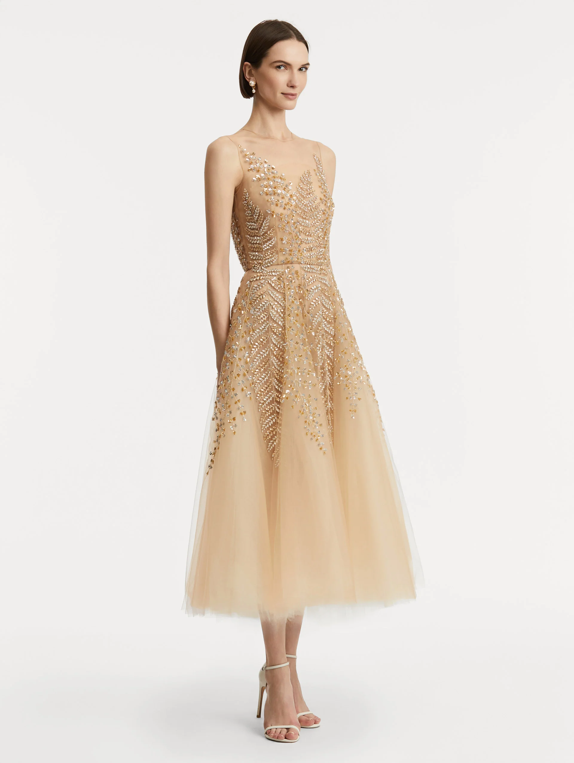 Fern Embroidered Illusion Cocktail Dress - Image 4