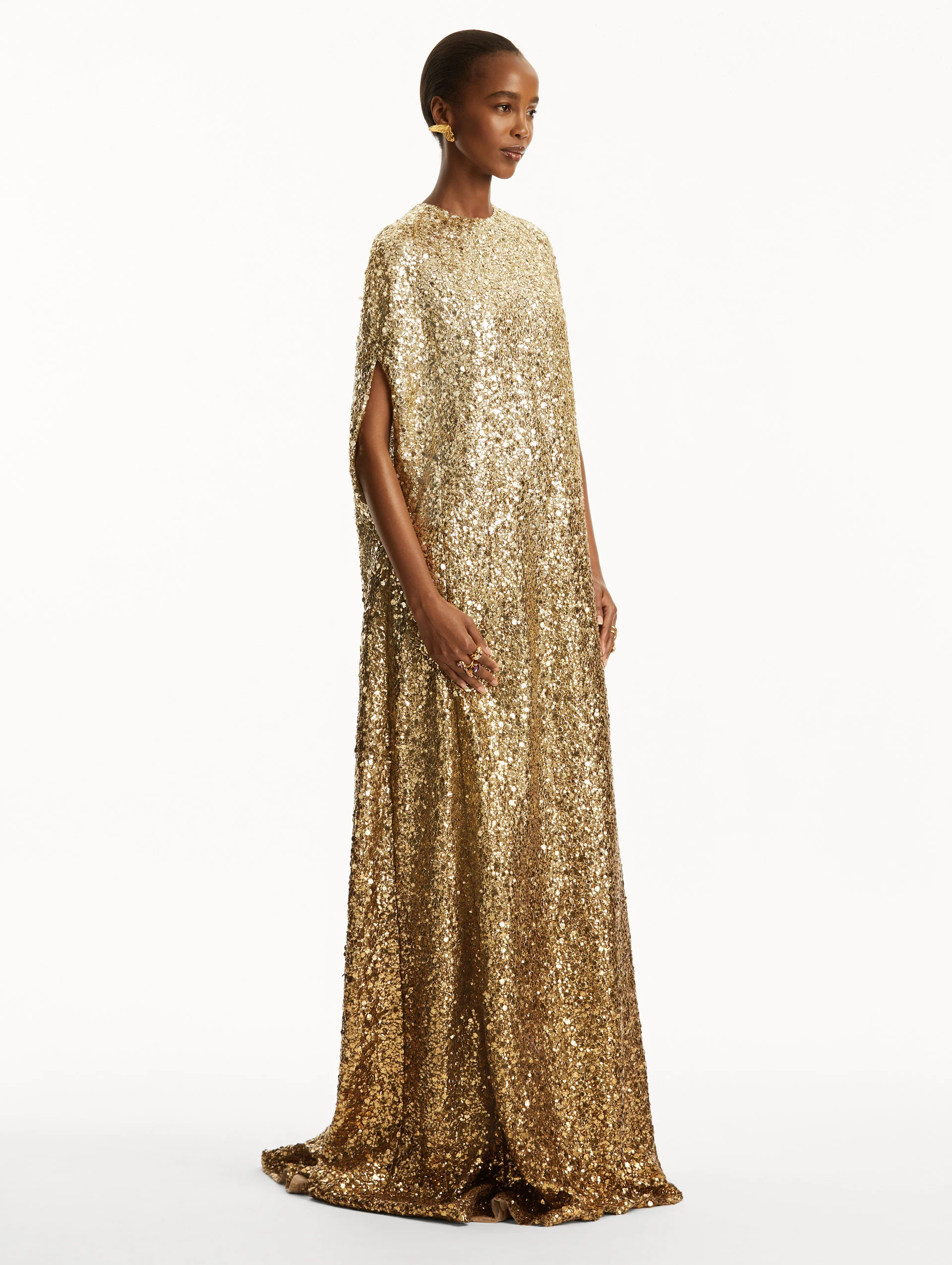 Metallic Ombré Sequin Embroidered Caftan - Image 4