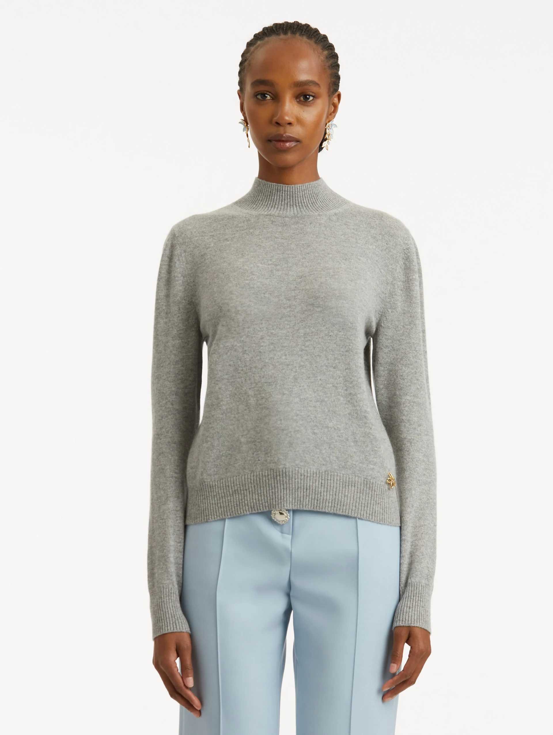 O Flower Cashmere Pullover with Scarf - Image 3