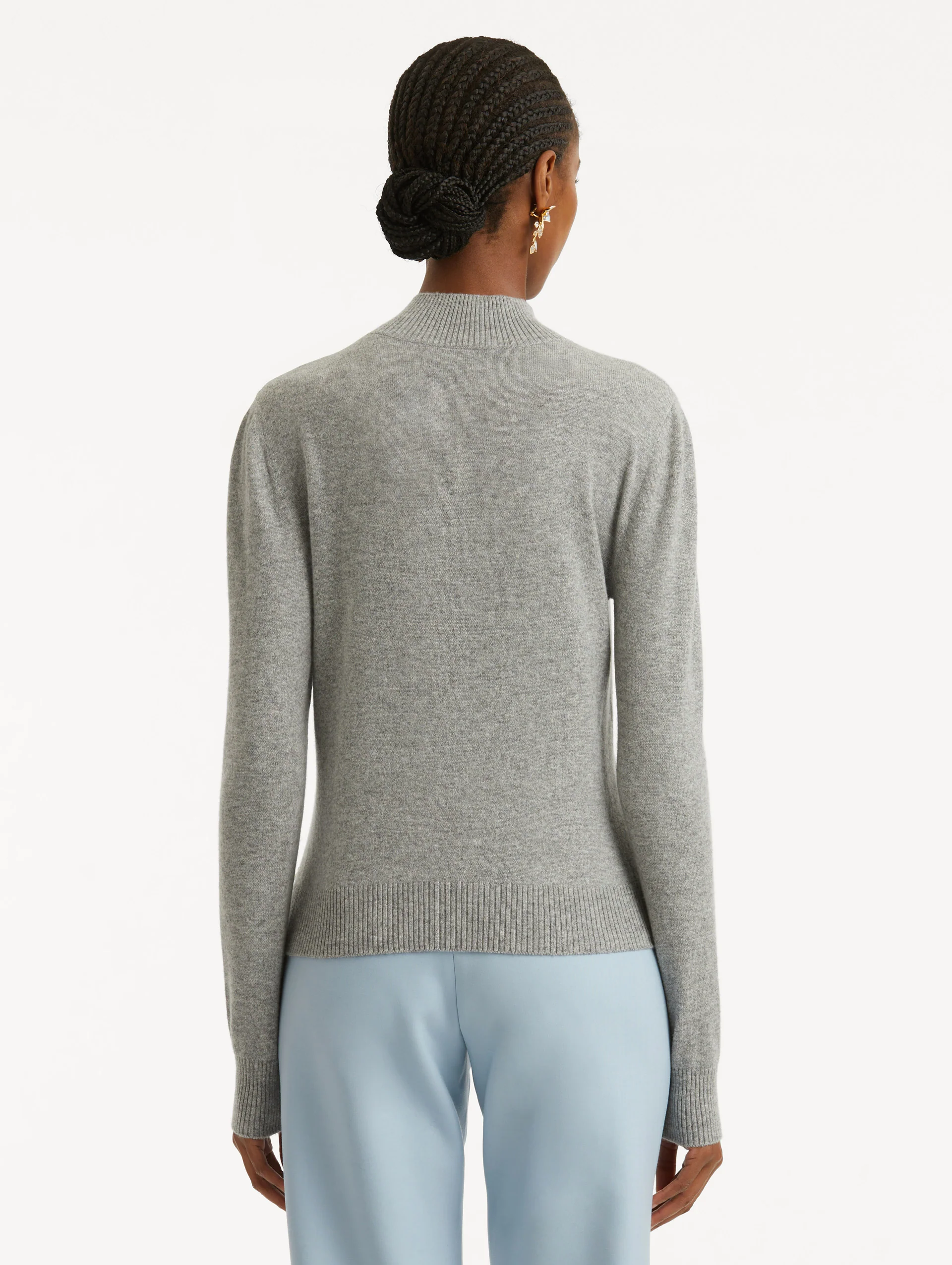 O Flower Cashmere Pullover with Scarf - Image 4