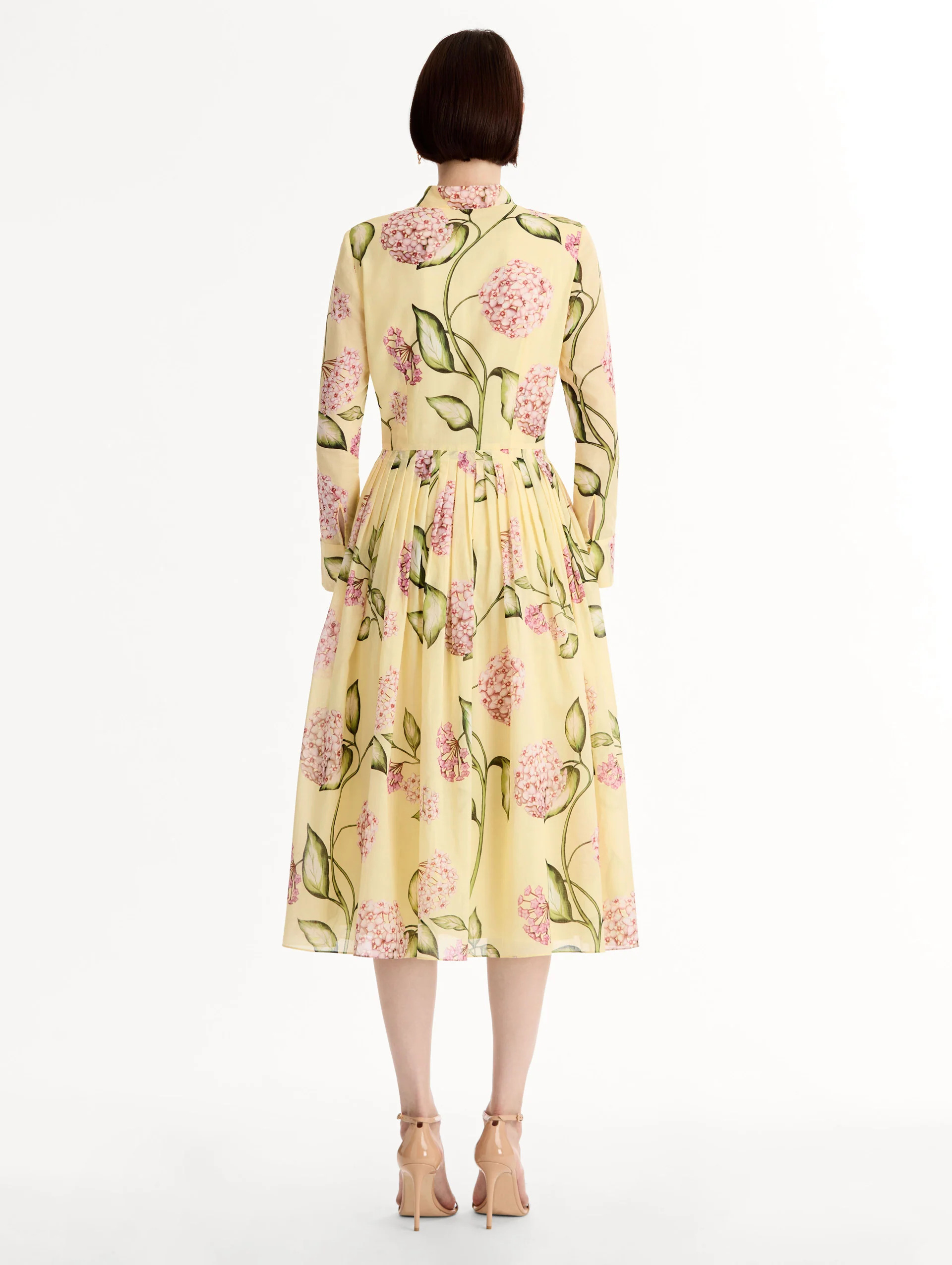 Porcelain Flower Cotton Poplin Long-Sleeve Dress - Image 3