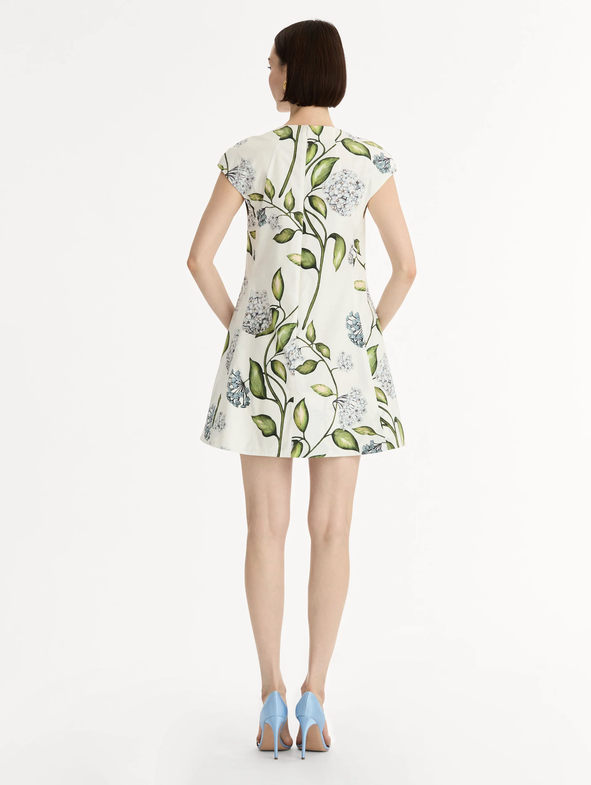 Porcelain Flower Cotton Poplin Mini Dress - Image 3