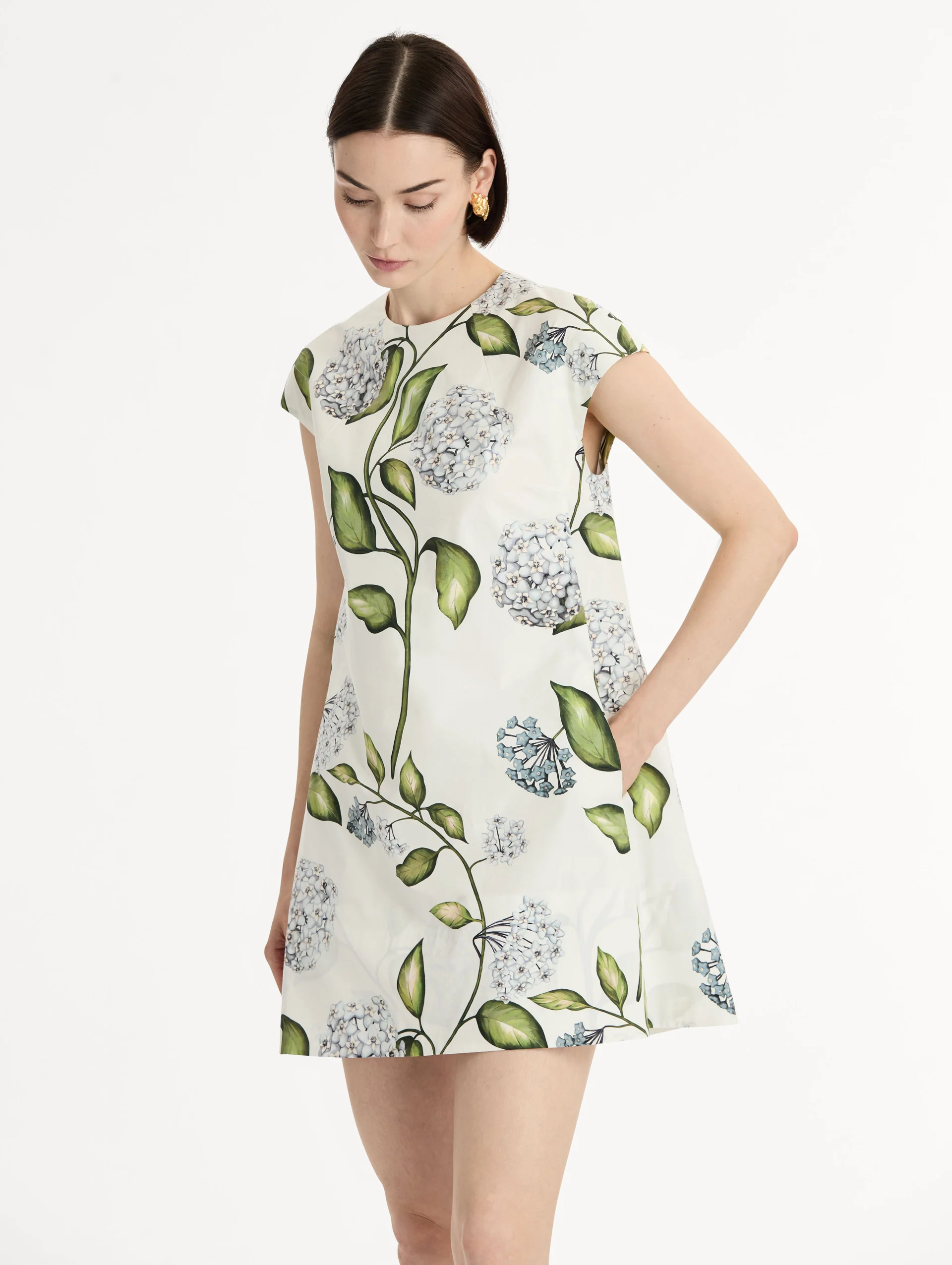 Porcelain Flower Cotton Poplin Mini Dress - Image 5
