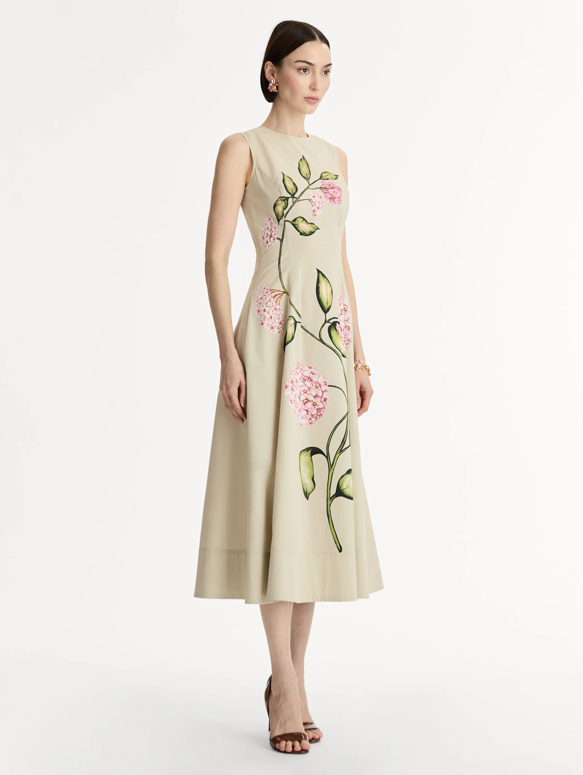 Porcelain Flower Cotton Poplin Sleeveless Dress - Image 4